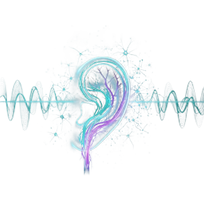 Ilustração científica do ramo auricular do nervo vago com conexões neurais